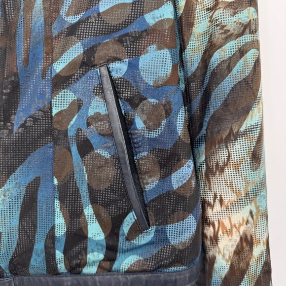 Populer Woman's Mosaic Blue Reversible Leather Jacket woman’s size Large - Picture 10 of 14